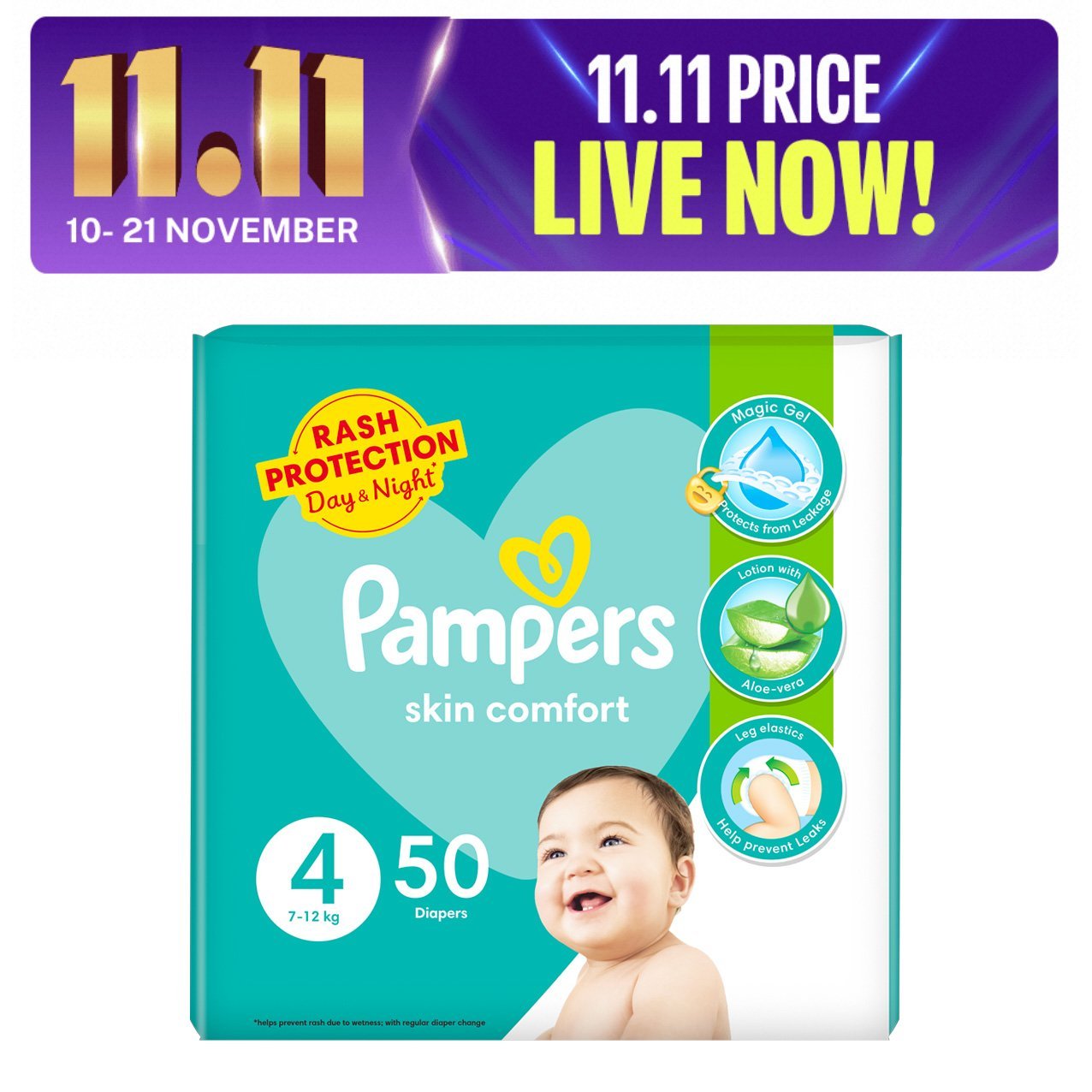 Pampers Mainline Taped Diapers (Size 4 Large, 50 Pcs)
