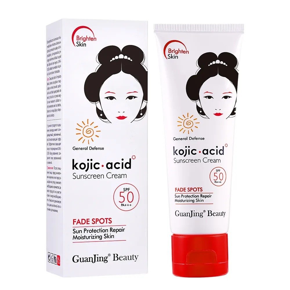 Guanjing Kojic Acid Fade Spots Spf 50 Sunscreen Cream (80gm)