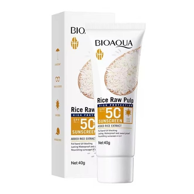 Bioaqua Rice Raw Pulp Sunscreen Beauty Women Body Lotion Spf 50 + Whitening Moisturizing Soothing Uv Perfect Sun Cream
