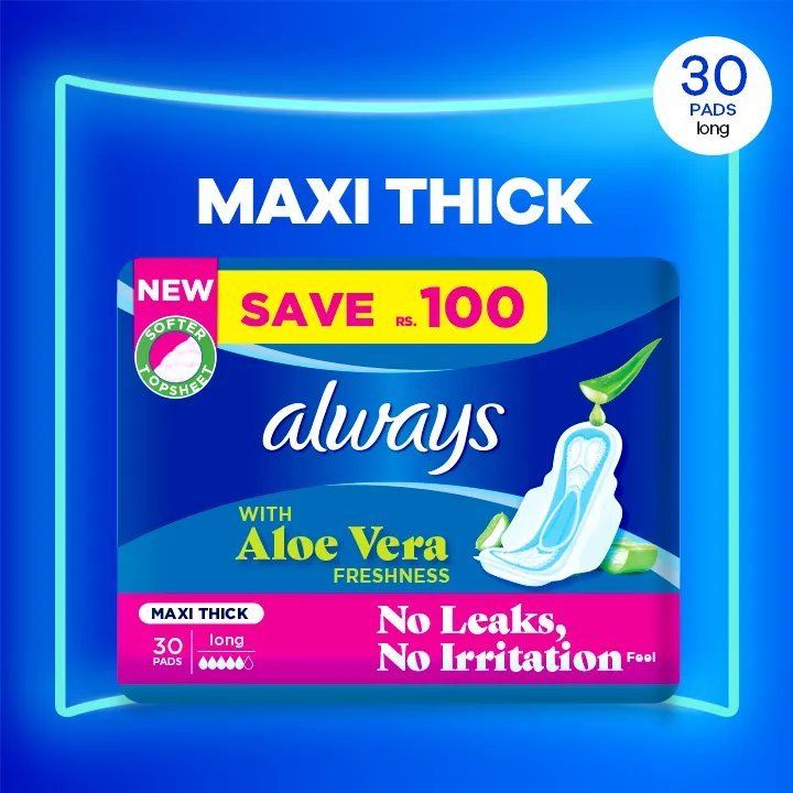 Always Thicks Sanitary Pads Long Trio Pack 30 Pcs