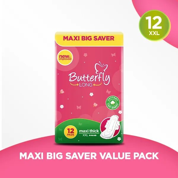 Butterfly Extra Long Maxi Big Saver Sanitary Pads 12 Pcs