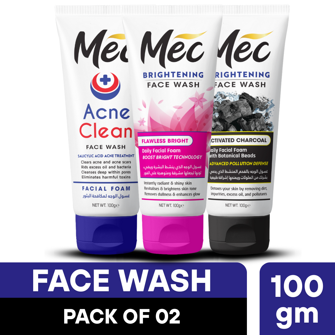 Mec Brightening Activated Charcoal Acne Clean & Flawless Bright Face Wash (Pack Of 3)