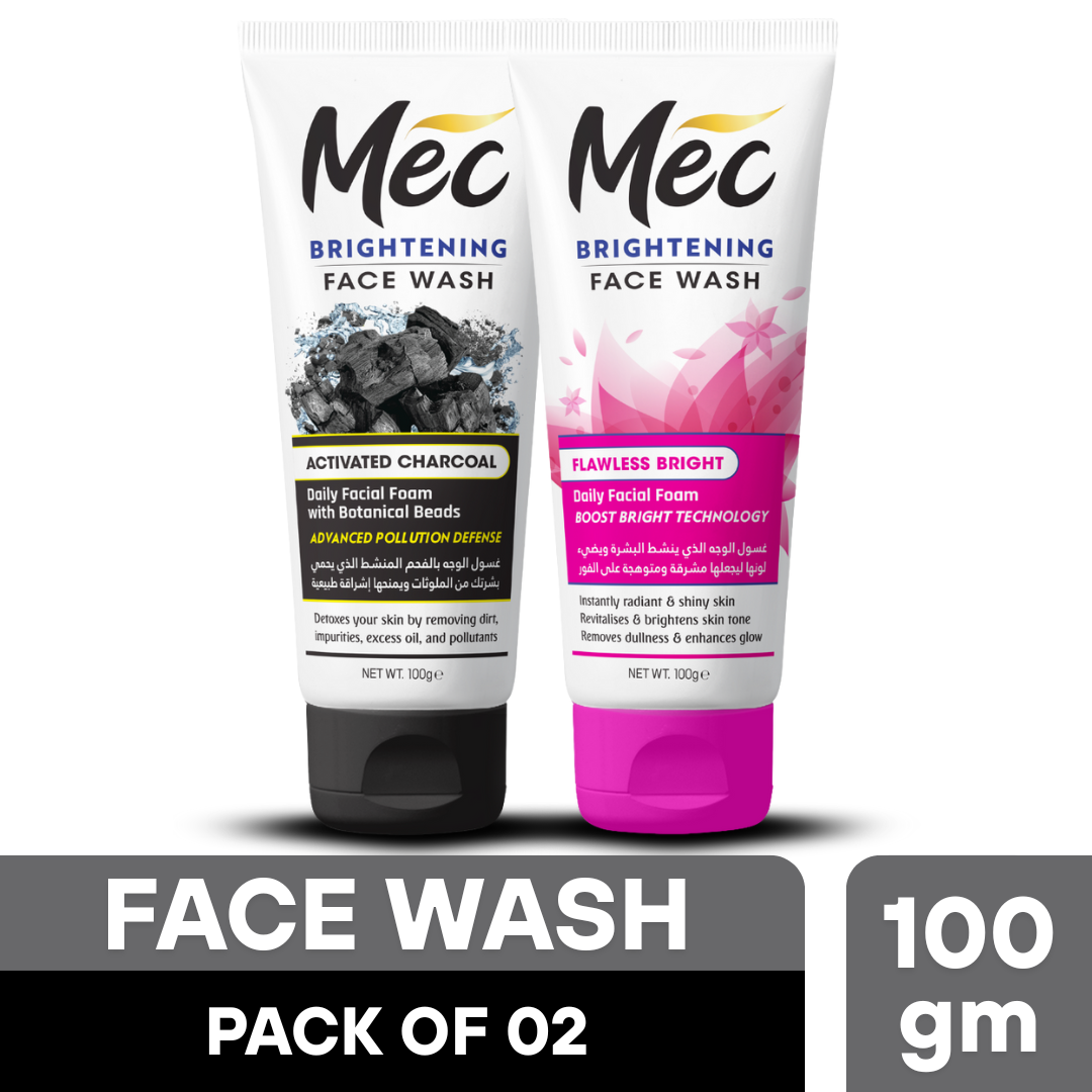 Mec Brightening Activated Charcoal & Flawless Bright Face Wash (100gm) (Pack Of 2)