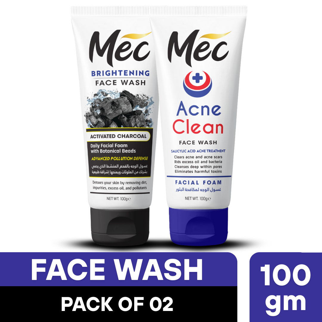 Mec Brightening Activated Charcoal & Acne Clean Face Wash (100gm) (Pack Of 2)