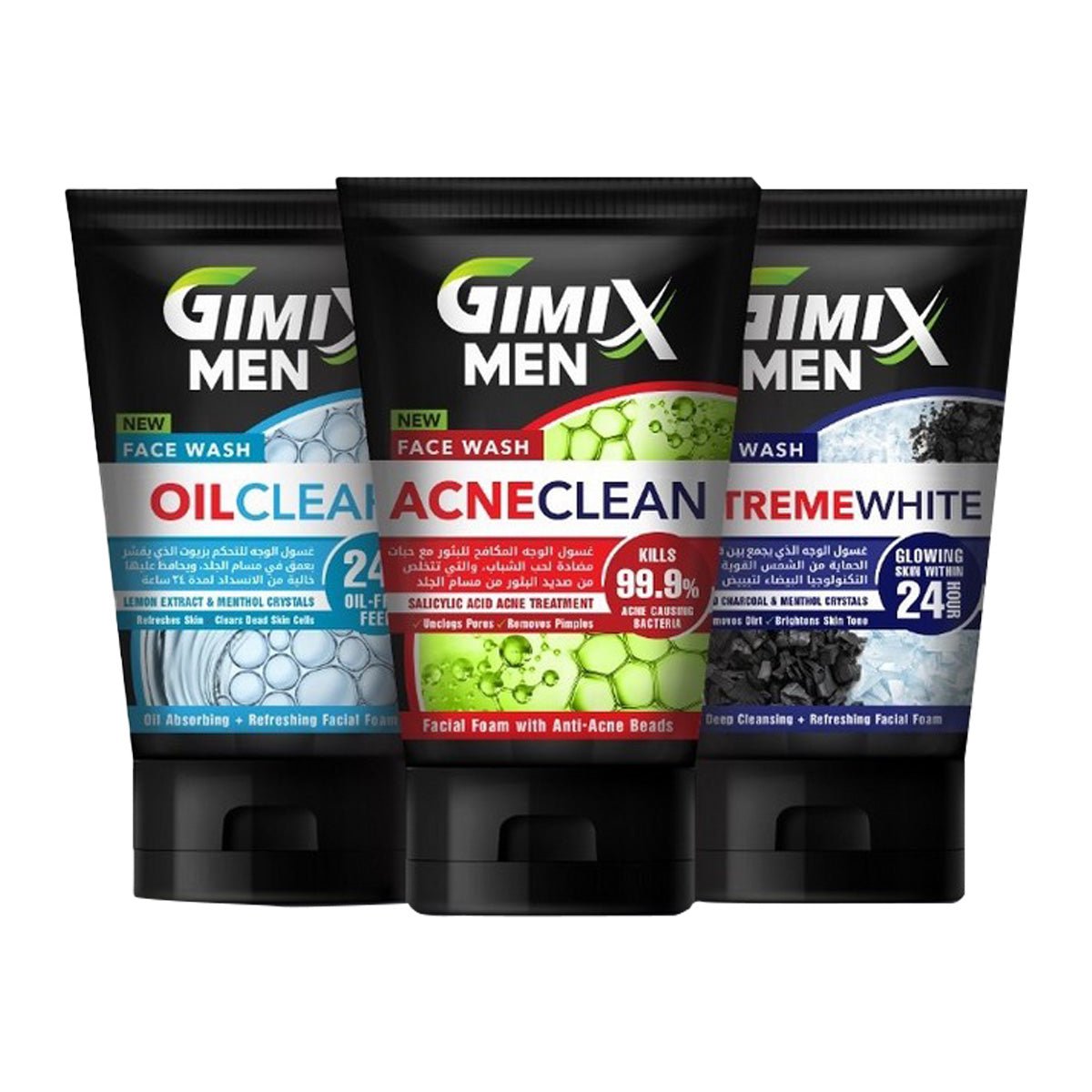Gimix Men Oil Clear Acne Clean & Extreme White Face Wash (100ml) (Pack Of 3)