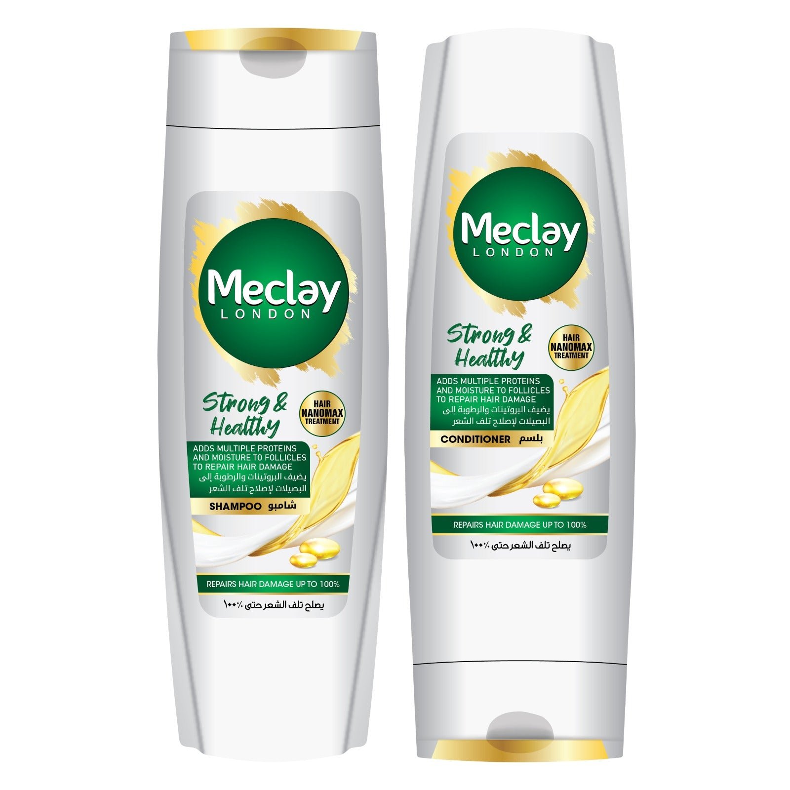 Meclay London Strong & Healthy Shampoo (185ml) + Conditioner (180ml) Pair Box